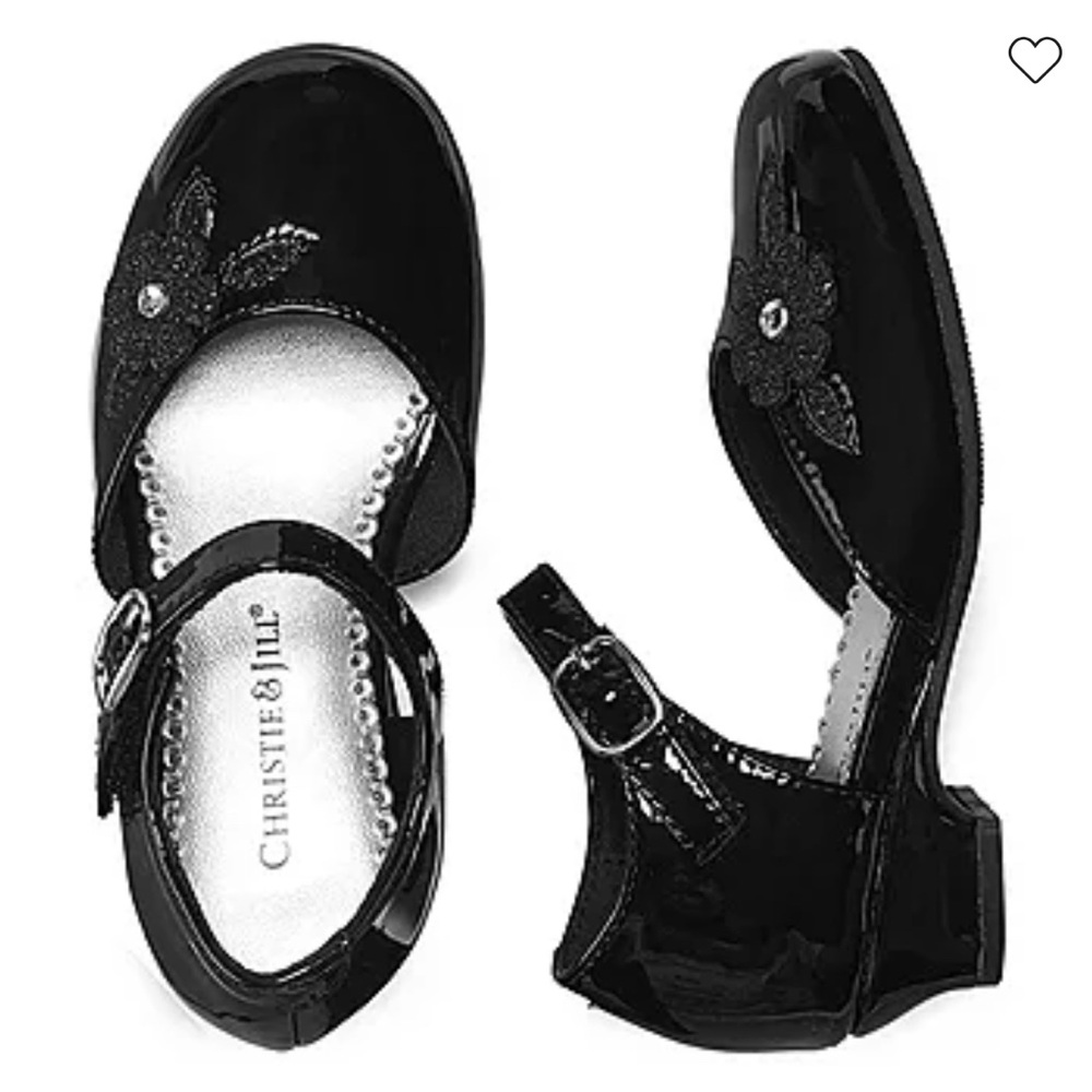 Black Toddler Girl Dress Shoes with small heel